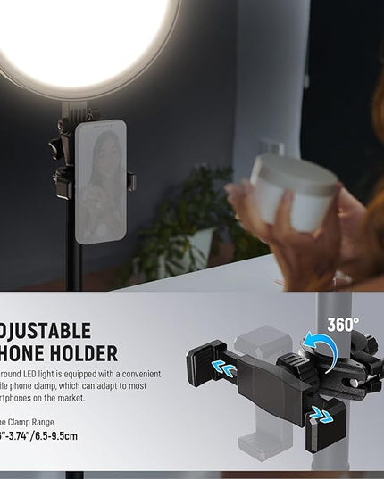 NEEWER Basics 12" 24W Large Ring Light with 68" Stand/Phone Holder/Remote for iPhone Video Recording Selfie Streaming Makeup Studio Photography, 3000K-6500K CRI98 Full Screen LED Panel Lighting, BR13