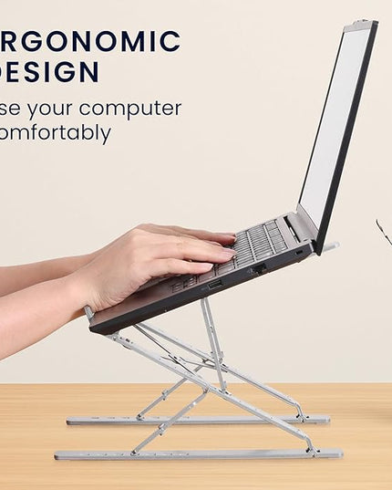 kwmobile Laptop Stand - Adjustable Laptop Riser, Holder - Aluminium Portable DJ, Gaming Stand - Foldable Lap Top, Notebook Desk Stands - Folding Computer Accessories