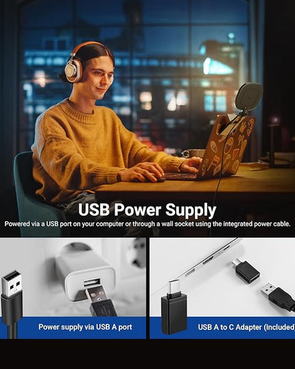 NEEWER BASICS 2Pcs 5" 10W LED Streaming Light, Bi Color Edge Lit Full Screen CRI95 USB Lamp with Multifunction Desk Stand, Monitor Laptop Computer Webcam Video Conference Zoom Recording Lighting, NL10