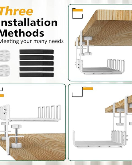 Under Desk Cable Management Tray, L 15.7''W 6.3'' No Drill Steel Desk Cable Organizers, Wire Management Tray Cable Management Rack, Desk Cable Tray Wire Organizer With Desk Cord Organizer