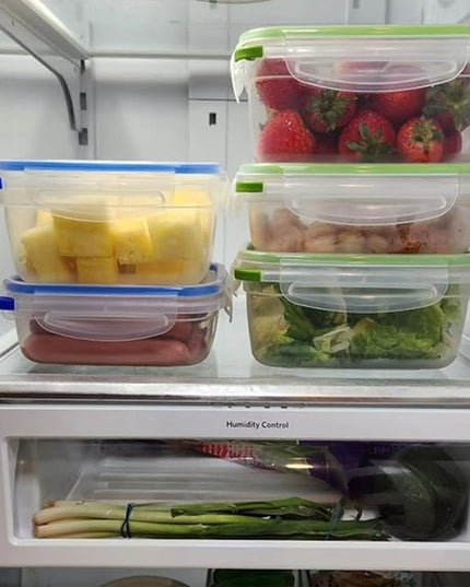 Sterilite Ultra-Seal 3.1 Cup Rectangle, Airtight Food Storage Container, Latching Lid, Microwave and Dishwasher Safe, Clear With Green Gasket, 24-Pack