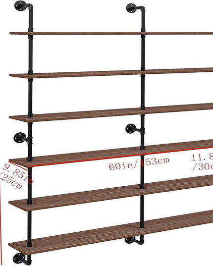 Floating Shelves for Wall Living Room Shelves Bookshelf Industrial Pipe Shelving Shelf Real Wood Planks 60 inch Rustic Wall Shelves Hanging Bookshelves Farmhouse Kitchen Bar Shelving