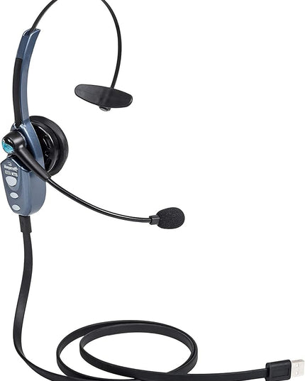 BlueParrott B250-XTS Mono Bluetooth Wireless Headphones 91% Noise Canceling Over Head Trucker Headset with Mic, Lightweight Design with Adjustable Headband, 20 hrs. Talk Time, Blue