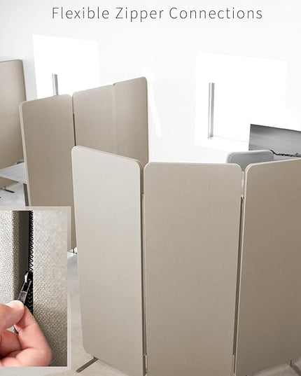 VIVO Freestanding 72 x 66 inch Privacy Panel, Cubicle Divider, Acoustic Wall Partition, x3 24 inch Panels, Beige, PP-3-T072BE