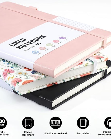 160 Pages Lined Journal Notebook, 5.71" X 8.27" Writing & Journaling Hardcover Executive Notebooks for Student Worker Women Men Notepads Journals for Writing Travel & Organization, Pink