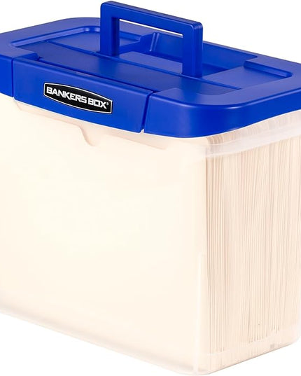 Bankers Box Heavy Duty Portable Plastic File Box with Hanging Rails, Letter, 1 Pack (0086304)