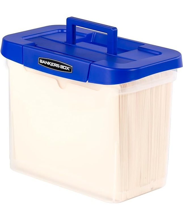 Bankers Box Heavy Duty Portable Plastic File Box with Hanging Rails, Letter, 1 Pack (0086304)