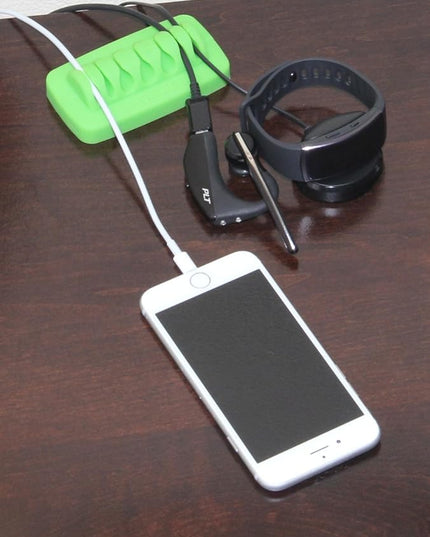 Heaviest Cable Organizer on The Market! Compact and Weighted Desktop Cord Holder and Cable Organizer, Eco-Friendly Silicone, No Bad Smell, Bundled with 4 Reusable Cable Ties! (Green)