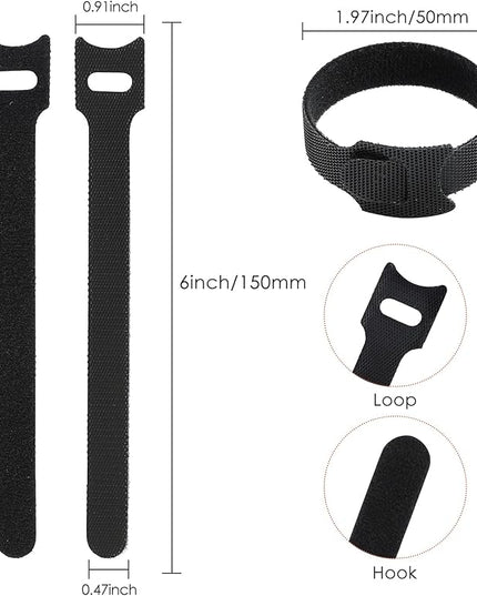 120PCS 6 Inch Reusable Cable Ties Wire Ties Cord Organizer Cable Organizer Adjustable Management Black