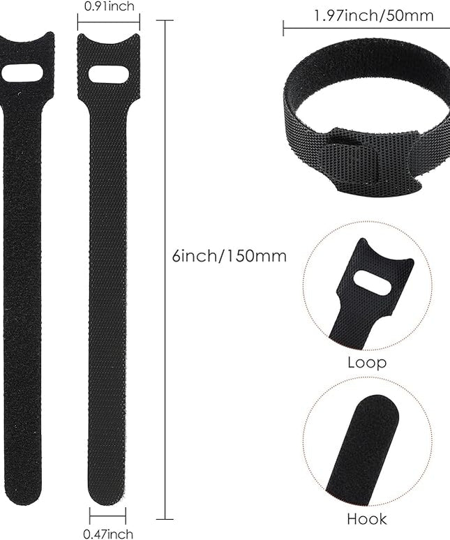 120PCS 6 Inch Cable Ties Reusable Multi-Purpose Wire Ties Cord Organizer Adjustable Cable Management 5 Colors