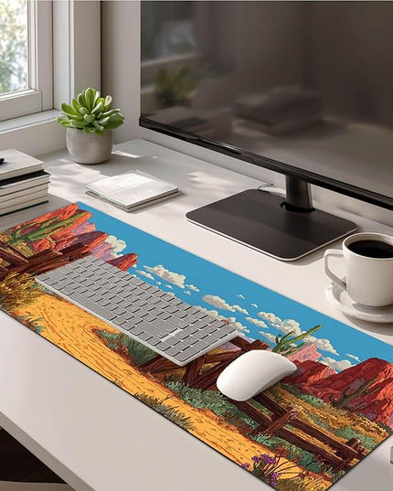 Gaming Mousepad Mouse Pad 31.5 x 11.8 Inch Western Canyon Desert Art Design and Smooth Diatomite Large Keyboard Desktop Mat XL Mouse Pad for Home and Office Desk Accessories