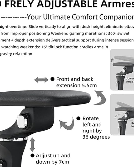 Dual-Motor Home Office Chair with Lumber Support, Reclining Mesh Chair with Footrest, 3D Headrest & 6D Armrests, Reclining Big and Tall 400LBS,Adjustable Back High (Modern, Black)