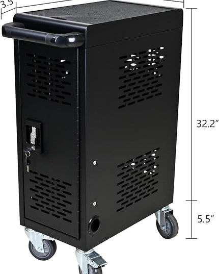 TOUPUWAN Laptop and Tablet Storage Cart, Mobile Charging Cart and Cabinet for Up to 16 Units, with Charging Port Screen Size Up to 14", Fits Chromebook, Tablet, Laptop, Suitable for School, Business