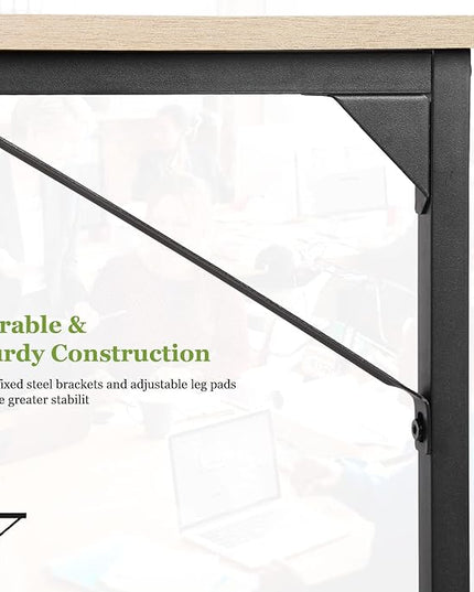 PayLessHere | 39 Inch Computer Desk | Nature | Office Desk with Metal Frame, Adjustable Feet | Water-Resistant, Scratchproof Surface | Sturdy Writing Table for Home Office or Study | Pack of 1