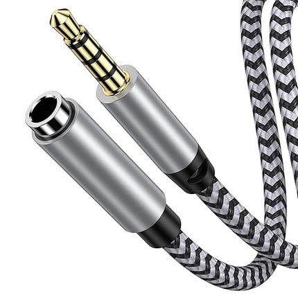 HOOTEK Headphone Extension Cable 6FT 3.5mm Male to Female Stereo Audio Extension Cable with Microphone Nylon Braided Aux Adapter Extender Cord for Headset iPhone iPad Smartphones Tablets Media Players