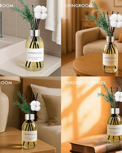 Clesh Reed Diffuser Set, 6.7 oz Linen Scented Diffuser with Sticks, Home Fragrance Reed Diffuser for Bathroom Shelf Decor, Linen Meditation
