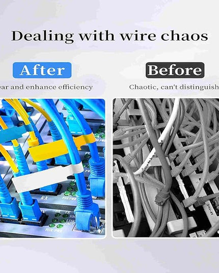 Risio Cable Labels 0.47"x4.29"(12x109mm),70 Labels/Roll(5 color set),Colorful Waterproof Labels for Electronic Devices with Cable Management, Self-Adhesive Tear-Resistant Cable Labels