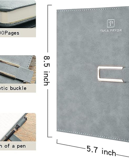 Ruled Journal Notebook, Hardcover Magnetic Clasp Cove, Personal Professional Lined Notebooks, with Pen Loop，Medium 5.7 x 8.3 inches, 120 GSM Thick Paper Gifts Gray