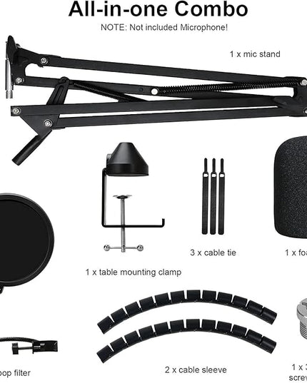 Razer Seiren X Boom Arm with Pop Filter - Professional Mic Stand for Broadcasting and Recording by YOUSHARES