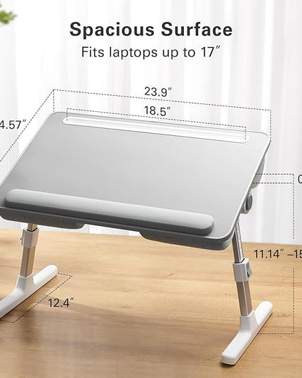 HUANUO Laptop Bed Desk, Laptop Tray Computer Lap Desk for Bed Couch Sofa, Bed Tray for Working, Eating, Foldable Lap Stand Table with Height Adjustment & 35° Adjustable Tilt Angle, HNLD19G