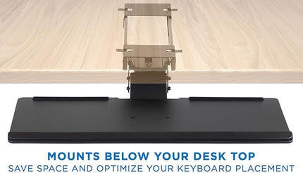 Mount-It! Under Desk Computer Keyboard and Mouse Tray, Full Motion Slide Out Keyboard Tray with Tilt, Swivel and Height Adjustment, Ergonomic Keyboard Drawer with Gel Wrist Pad, Black