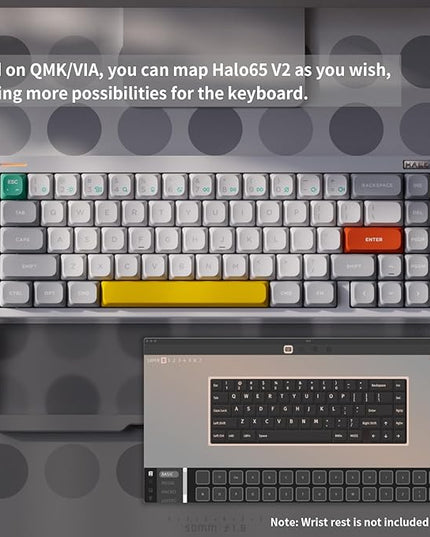 nuphy Halo65 V2 Wireless Mechanical Keyboard with PBT Keycaps, 65% Hot Swappable Custom Gaming Keyboard Compatible with QMK/VIA, RGB Backlit,Gasket Structure,BT5.0/USB-C/2.4GHz,White-Lemon Switches