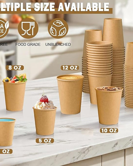 Lamosi 100 Count 3 oz Kraft Paper Cups, Disposable Paper Coffee Cups, 3 Ounce Drinking Cups, Water Cups for Party Picnic Cafe & Bar Use