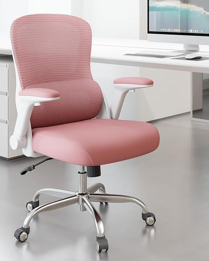Home Office Computer Desk Chair - 400lbs Ergonomic High Back Comfy Task Chairs for Big and Tall People, Comfy Office Chair with Adjustable Lumbar Support for Bedroom, Study, Student (Pink)
