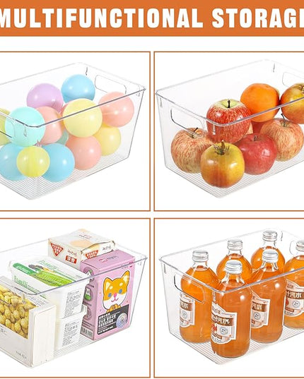 6 Pack Large Clear Plastic Storage Bins,Plastic Containers with Handle for Pantry Organizer and Storage,Perfect for Kitchen,Fridge,Cabinet, Closet,Bathroom Under Sink Storage