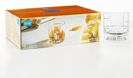 LEMONSODA Premium Double Rock Old Fashioned Whiskey Glass Tumbler - Set of 6-12oz - Perfect for Cocktails, Scotch, Whiskey, Bourbon and Cognac - For Gifts, Parties (Checkered)