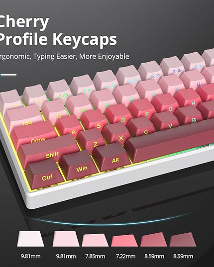 Cherry Profile Side Printed PBT Keycaps, 135 Key Minimalist Double Shot Shine Through Custom Keycap, Gradient Key Cap for Cherry MX Switches Mechanical Keyboard (Rouge/Side Print)