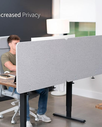 VIVO Clamp-on/Screw-on 71 x 24 inch Privacy Panel System, Sound Absorbing Cubicle Desk Divider, Acoustic Partition, 2 Panels, Gray, PP-2-V072G