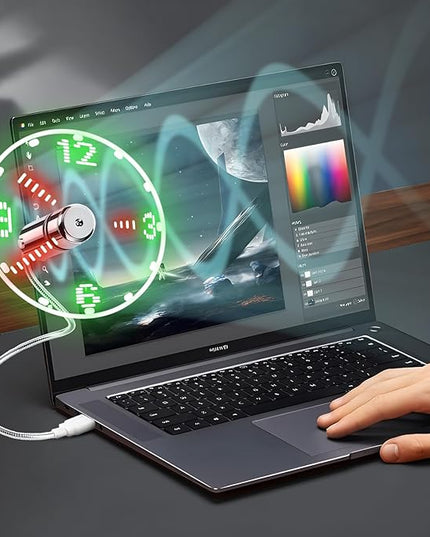 ONXE LED USB Clock Fan with Real Time Display Function,Stocking Stuffers for Men Christmas Gadgets,Father's Day Gifts,1 Year Warranty