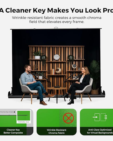 NearStream Green Screen Backdrop 78.7 x 89.3 in, Chroma Key Background, Auto-Locking Portable Foldable Fabric for Video Recording/Streaming/Photography/Zoom & Virtual Meetings, Pull-Up Design (VK50)