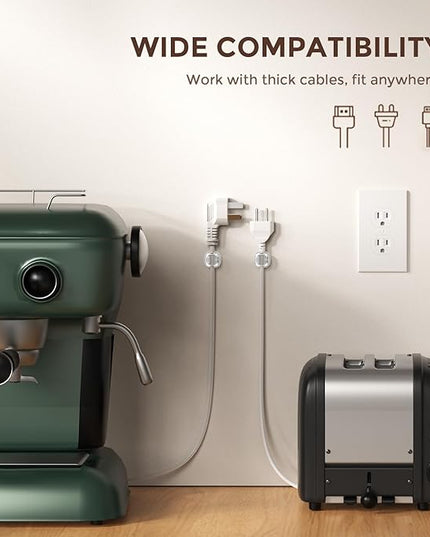 AhaStyle Spring Cable Organizer [1s Lock] 6 Pack Cord Cable Holders Clips Strong Adhesive Cable Cord Keeper [Smooth Adjustable] Hide Wire Cord Organizer for Nightstand Kitchen Car Office (Transparent)