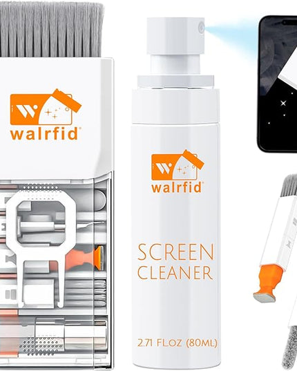 walrfid Laptop Keyboard Cleaner Kit, 15-in-1 Computer Screen Cleaning Brush Tool for iPhone Phone iPad MacBook, Electronic Device Clean Spray for Camera Lens PC TV Tablet, 82ml Screen Cleaner