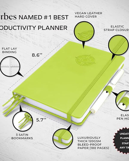 Smart Planner Pro – Undated Daily Planner – Small A5 – Achieve Goals & Increase Productivity – Weekly, Monthly, Work Sections, Organizer Diary with Back Pocket, 3 Satin Bookmarks & Pen Holder