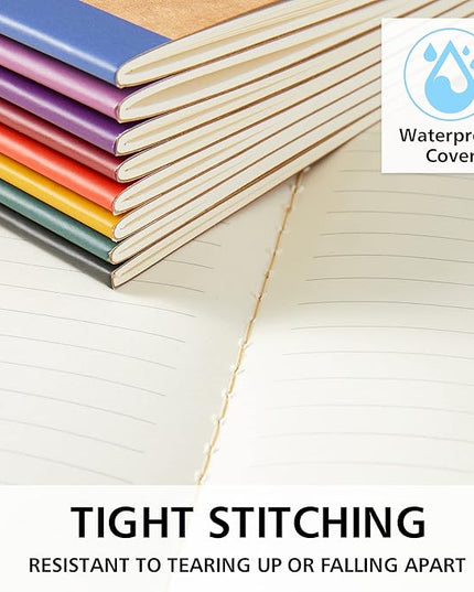 feela 16 Pack Composition Notebooks Bulk, Kraft Cover Lined Blank College Ruled Composition Travel Journals with Jewel Tone Spines For Women Students, 60 Pages, 8.3”x 5.5”, A5, 8 Vintage Colors