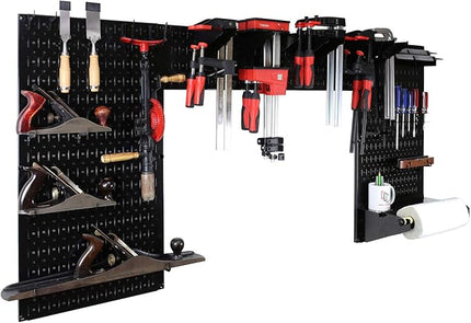 Wall Control Woodworking Tool Storage Organization Kit - Lazy Guy DIY Edition Wood Working Tool Supply Organizer for Do-It-Yourself Woodworkers and Makers (Black Pegboard)