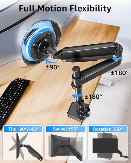 MOUNTUP Heavy Duty Monitor Arm Fits 49 45 42 40 39 34 32 Inch Screens, Ultrawide Monitor Arm Holds 4.4-44 lbs, Monitors Stand for Samsung Odyssey G9 and More, Height Adjustable Mount, VESA Mount