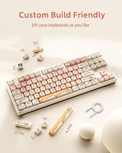 MOA Profile Keycaps - Cute Kitten Theme, PBT Key caps Dye-Sublimation, Custom 141 Keys Set for Cherry Gateron MX Switches Mechanical Keyboard