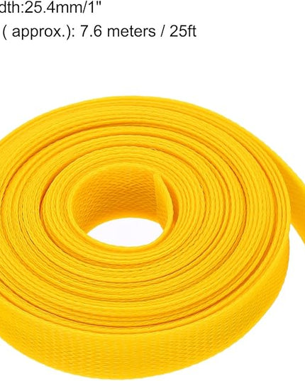 uxcell Expandable Sleeving, 1-inch 25ft Cable Sleeve, Yellow