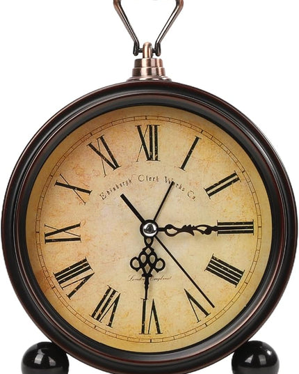 Blusaryme Loud Alarm for Deep Sleepers Desk Vintage Alarm Clock 5.25 inch Small Battery Operated Retro Clock Bedroom Live Room Decor Gift Clock