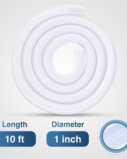 Nilight Cable Sleeve, 10ft-1inch Cord Management Sleeves, Braided Sleeving, Split Self Wrapping Wire Loom for Computer Electrical Automotive Harness Protector Organizer, White