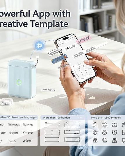 NIIMBOT D110 Upgraded Version Mini Label Maker Machine with Tape, Portable Bluetooth Thermal Printer, Sticker Labeler with Multiple Templates for Office Organization Home Kitchen School, Blue