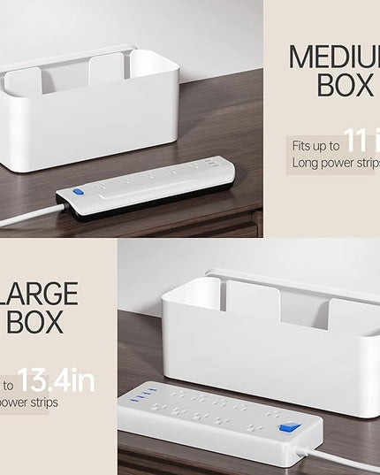 YECAYE 2 Pack Cable Management Box, Pet Friendly Cable Box Organizer for Home & Office, Child-Proof Floor Cord Cover, Cord Management and Cord Hider, White
