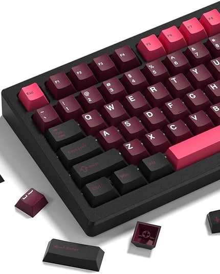 Womier Double Shot PBT Keycaps Set 138 Keys, Cherry Profile Custom Keycaps 60 65 75 100 Percent for 61/64/68/84/87/100/104/108 Retro Gaming Mechanical Keyboard (HotPink Black)