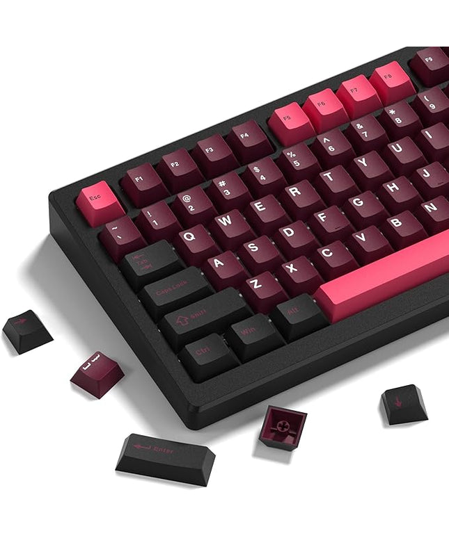 Womier Double Shot PBT Keycaps Set 138 Keys, Cherry Profile Custom Keycaps 60 65 75 100 Percent for 61/64/68/84/87/100/104/108 Retro Gaming Mechanical Keyboard (HotPink Black)