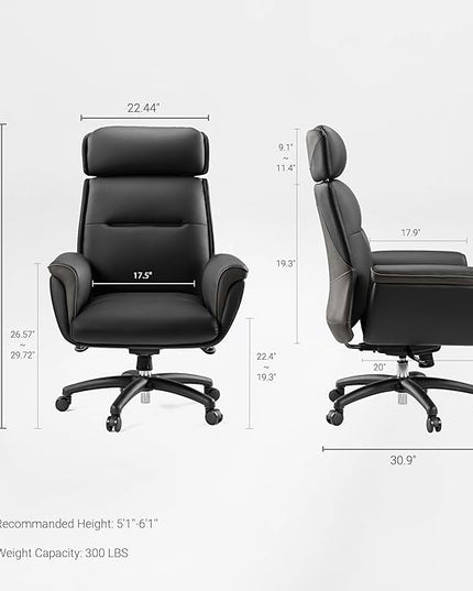 EUREKA ERGONOMIC Royal Ergonomic Office Chair Executive Desk Chair, Microfiber Leather High Back Executive Chair Comfy Ergonomic 360° Swivel with Lumbar for Home Workshop- Black