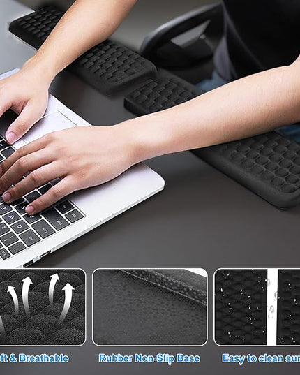 L-Shaped Desk Elbow Pad for Desk, Memory Foam Elbow Pads with Non-Slip Base, 2-Piece Ergonomic Desk Edge Cushion for Office Work, Computer Keyboard and Home Use